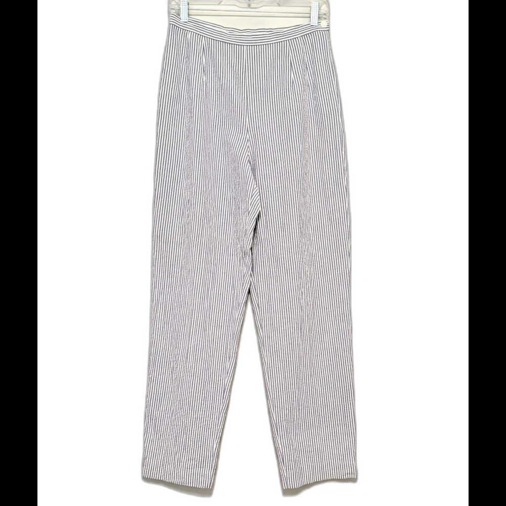 Vintage Talbots Cotton Seersucker Pants Sz 10 Ankle Blue White Preppy